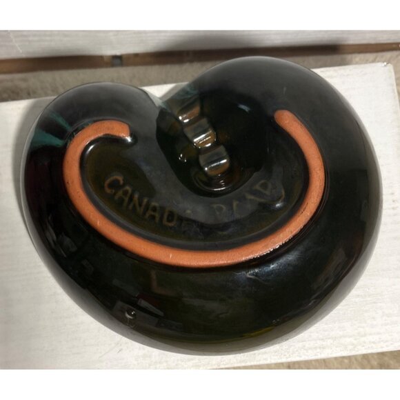 Blue Mountain Pottery Ashtray Kidney Shaped Green Drip Glaze 7" MCM Canada - Picture 7 of 10